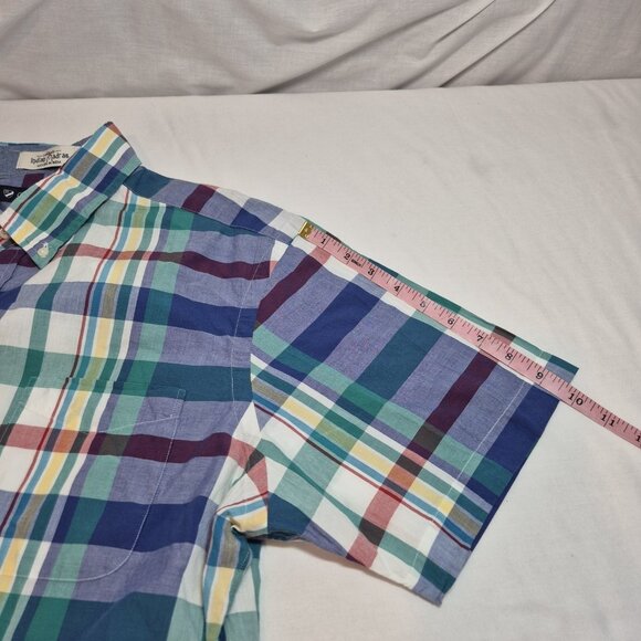 Cremieux Shirt Men's Size L Indian Madras Plaid  Short Sleeve Cotton Green (02) - Picture 11 of 11